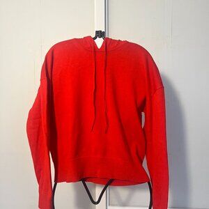 NWT SIMKHAI VERNIS RED HOODED CASHMERE COTTON BLEND CARDIGAN